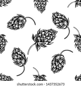 Seamless pattern with black and white hop