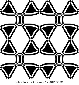 Seamless pattern  black and white. Interlocking polygons tessellation background. Image with repeated geometrical figures. Scales motif. Grid wallpaper. Tiles illustration. Digital paper for print. Ve