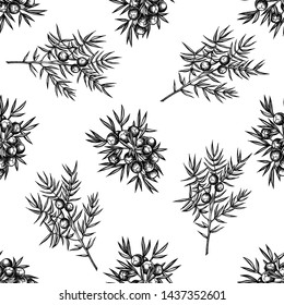 Seamless pattern with black and white juniper