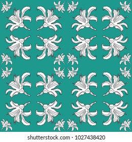Seamless pattern with black and white lily