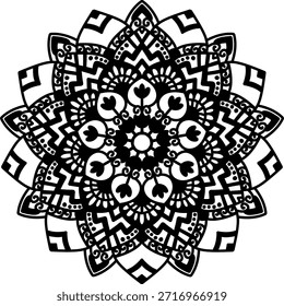 seamless pattern, black and white, monochrome, mandala, floral, lotus flower, repeating background, ornamental, decorative, oriental, Indian, ethnic, tribal, bohemian, boho, wallpaper, textile design, fabric print, vector, illustration, drawing, hand-drawn, intricate, detailed, symmetry, geometrical, spiritual, yoga, meditation, zentangle, tattoo design, damask, batik, tileable, vintage, elegant, abstract, graphic, backdrop, texture, wrapper, packaging, adult coloring book, contrast, stylized, traditional, art, nature, culture, retro.