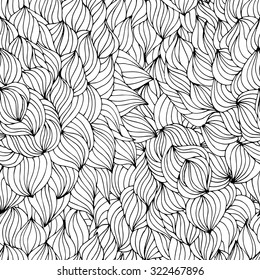 Seamless pattern with black and white ornament. Hand drawing doodle. Vector illustration