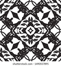 Seamless pattern black and white ornaments background
