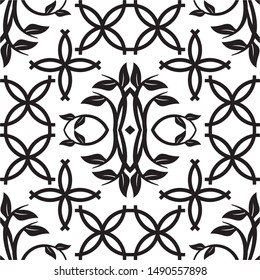 Seamless pattern black and white ornaments background