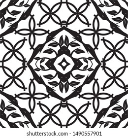 Seamless pattern black and white ornaments background