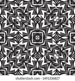Seamless pattern black and white ornaments