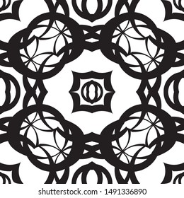 Seamless pattern black and white ornaments