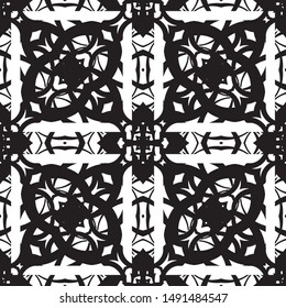 Seamless pattern black and white ornaments