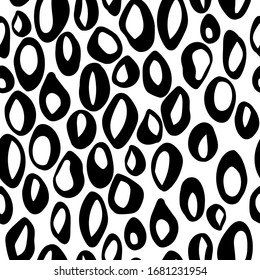 Lugares ovalados blancos negros sin fisuras imitación leopardo ilustración vectorial de la piel.