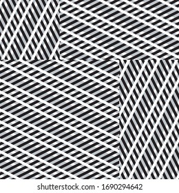 Seamless pattern with black and white overlapping bands