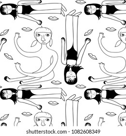 Seamless pattern black and white people.