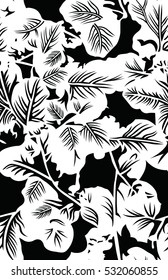 Seamless Pattern of black and white poppies