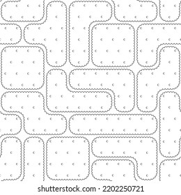 Seamless pattern with black and white puzzles of cookies, crackers. Vector background.