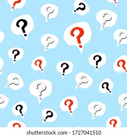 Seamless pattern of black white and red question marks in speech bubbles. The concept of asking. Funny cartoon background for   banner, scrapbooking paper, textile. Stock vector illustration. - Powered by Shutterstock - Get 15% off with code: PIKWIZARD15