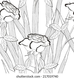 Seamless pattern  black and white roses. Vector illustration