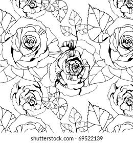 seamless pattern with black and white roses