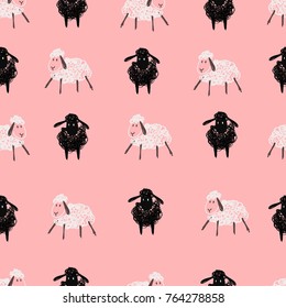 Seamless Pattern Black White Sheep Stock Vector (Royalty Free ...