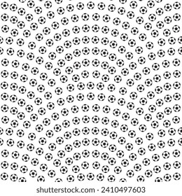Patrón sin foco con bolas de fútbol negras y blancas. Fondo del fútbol, fondo de pantalla, relleno de página