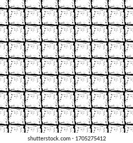 Seamless pattern black white squares chalk grid design, abstract simple scandinavian style background grunge texture. trend of the season. Can be used for Gift wrap fabrics, wallpapers. Vector
