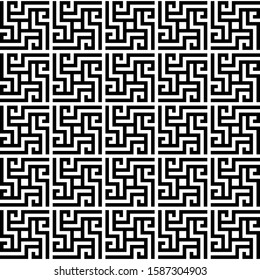 Seamless pattern with black white straight striped lines. Simple optical illusion, illusive effect. Kinetic tile in op art. Vector hypnotic background, texture. Decorative frame, vibrant design.