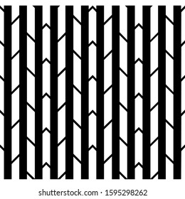 Seamless pattern with black white straight striped lines. Simple optical illusion, illusive effect. Kinetic tile in op art. Vector hypnotic background, texture. Decorative frame, vibrant design.