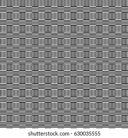 Seamless pattern with black white straight striped lines. Simple optical illusion, illusive effect. Kinetic tile in op art. Vector hypnotic background, texture. Decorative frame, vibrant design.