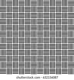 Seamless pattern with black white straight striped lines. Simple optical illusion, illusive effect. Kinetic tile in op art. Vector hypnotic background, texture. Decorative frame, vibrant design.