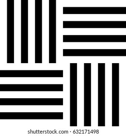 Seamless pattern with black white straight striped lines. Simple optical illusion, illusive effect. Kinetic tile in op art. Vector hypnotic background, texture. Decorative frame, vibrant design.