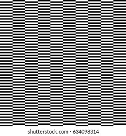 Seamless pattern with black white straight striped lines. Simple optical illusion, illusive effect. Kinetic tile in op art. Vector hypnotic background, texture. Decorative frame, vibrant design.