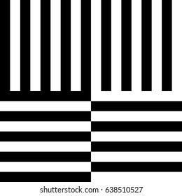 Seamless pattern with black white straight striped lines. Simple optical illusion, illusive effect. Kinetic tile in op art. Vector hypnotic background, texture. Decorative frame, vibrant design.
