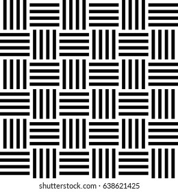 Seamless pattern with black white straight striped lines. Simple optical illusion, illusive effect. Kinetic tile in op art. Vector hypnotic background, texture. Decorative frame, vibrant design.