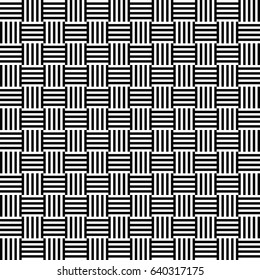 Seamless pattern with black white straight striped lines. Simple optical illusion, illusive effect. Kinetic tile in op art. Vector hypnotic background, texture. Decorative frame, vibrant design.