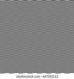 Seamless pattern with black white straight striped lines. Simple optical illusion, illusive effect. Kinetic tile in op art. Vector hypnotic background, texture. Decorative frame, vibrant design.