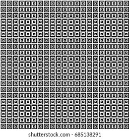 Seamless pattern with black white striped squares. Simple optical illusion, illusive effect. Kinetic tile in op art. Vector hypnotic background, texture. Decorative frame, vibrant design.