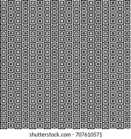 Seamless pattern with black white striped squares. Simple optical illusion, illusive effect. Kinetic tile in op art. Vector hypnotic background, texture. Decorative frame, vibrant design.