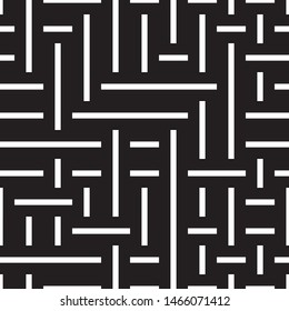 Seamless pattern with black and white stripes. Repeated geometric pattern with intersecting stripes. 