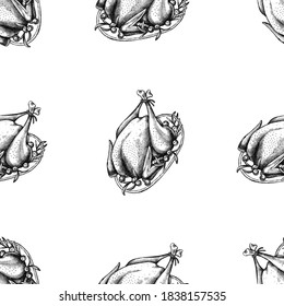 Patrón sin foco con pavo blanco y negro
