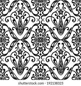 Seamless pattern in black and white. Vector illustration.