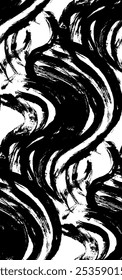Seamless pattern of black and white watercolor or ink strokes. Ideal for backgrounds, textiles, and prints, these artistic and versatile elements add a timeless touch to creative projects.