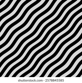 Seamless pattern with black and white wavy lines background.