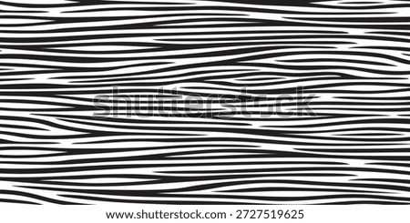 A seamless pattern of black and white wavy horizontal stripes, resembling zebra fur or wood grain.