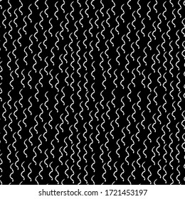 Seamless pattern black white wawe lines chalk grid design, abstract simple scandinavian style background grunge texture. trend of the season. Can be used for Gift wrap fabrics, wallpapers. Vector