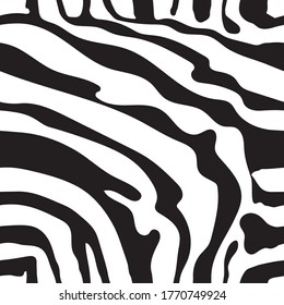 Seamless pattern black and white zebra stripes background. Zebra skin. Zebra background. Vector illustration.