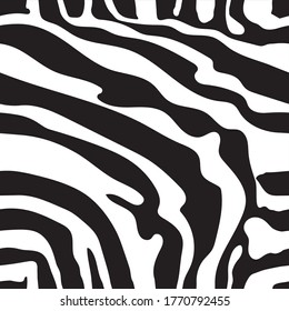 Seamless pattern black and white zebra stripes background. Zebra skin. Zebra background. Vector illustration.