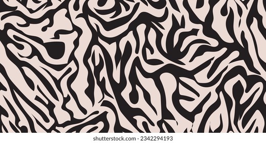 Seamless pattern of black and white zebra stripes on a natural background. Vector illustration
