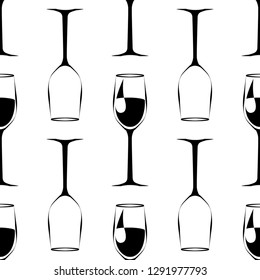 seamless pattern with black wineglass with wine . vector