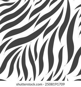 Seamless pattern with black zebra stripes on a white background for fashion fabrics, wrapping paper, decorative pillows. Vector.