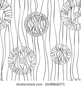 Seamless pattern with black zentangle shapes and lines on white background. Mono style pattern, could be used as texture, wallpaper, card, paper, print,