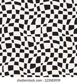 Seamless pattern with black-and-white cells. Stylish texture with distortion effect