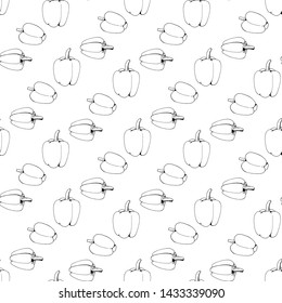 Seamless pattern with black-and-white peppers on white background for fabric, textile, clothes, tablecloth and other things. Vector image. 
